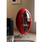 Rocket Side Table, Bauhaus Style Rotating Coffee Table with Storage Cabinet-0