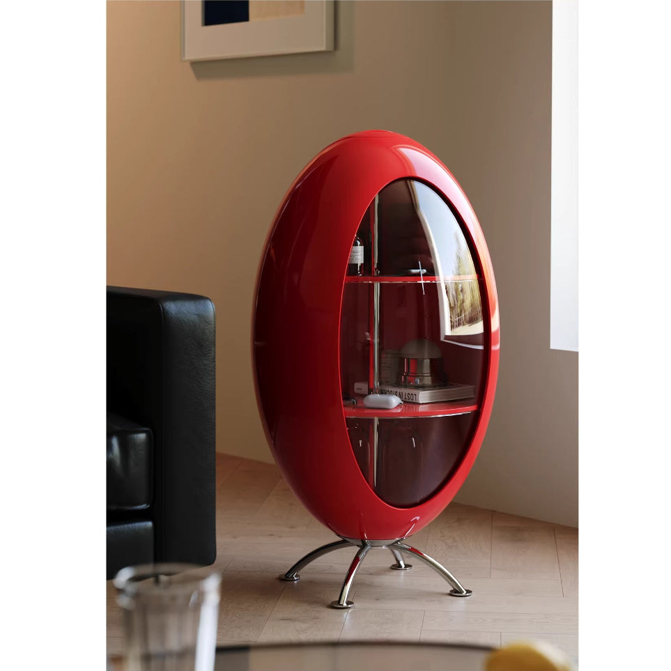 Rocket Side Table, Bauhaus Style Rotating Coffee Table with Storage Cabinet-0