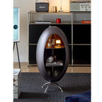 Rocket Side Table, Bauhaus Style Rotating Coffee Table with Storage Cabinet-2
