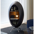Rocket Side Table, Bauhaus Style Rotating Coffee Table with Storage Cabinet-1