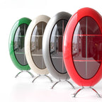 Rocket Side Table, Bauhaus Style Rotating Coffee Table with Storage Cabinet-4