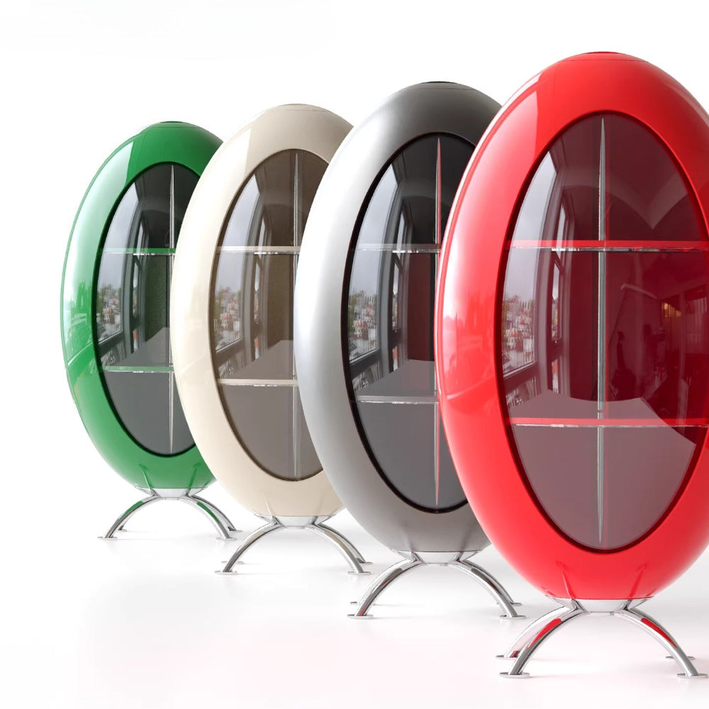 Rocket Side Table, Bauhaus Style Rotating Coffee Table with Storage Cabinet-4