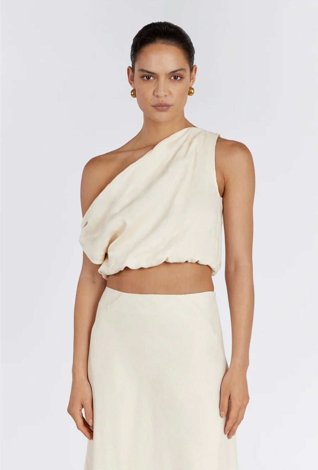 Ivory Asymmtreic Linen Top-3