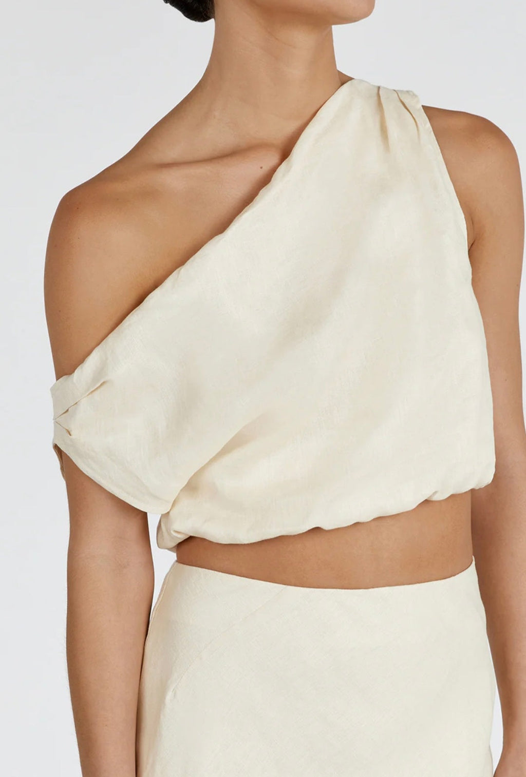 Ivory Asymmtreic Linen Top-0