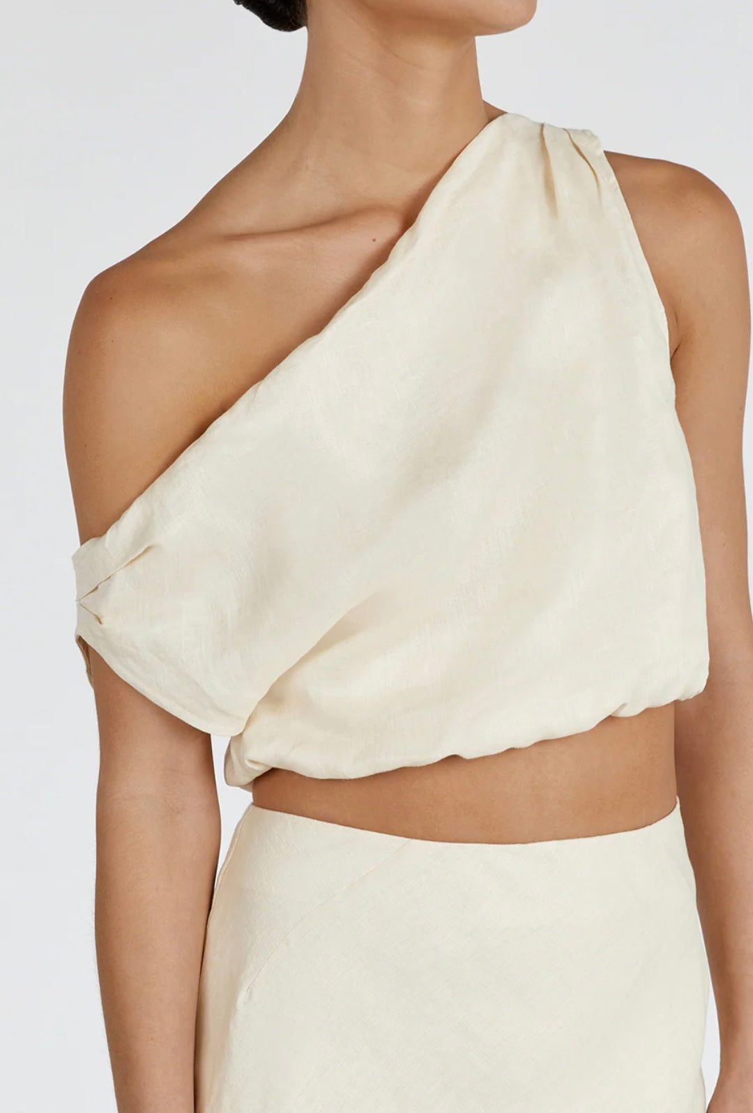 Ivory Asymmtreic Linen Top-0