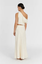 Ivory Asymmtreic Linen Top-1